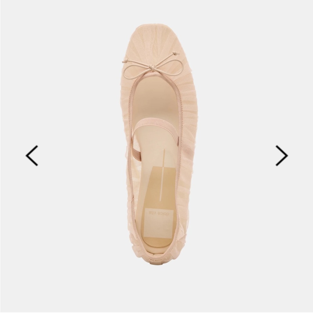 Dolce Vita Raeven Praline Tulle Neutral Nude Beige Mesh Square Toe Ballet Flats - Picture 12 of 16